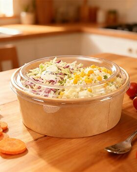 Kraft salad bowl with clear lid, grab-and-go packaging