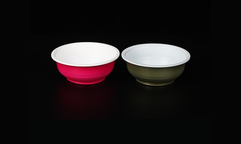 Colored recycled PET bowls